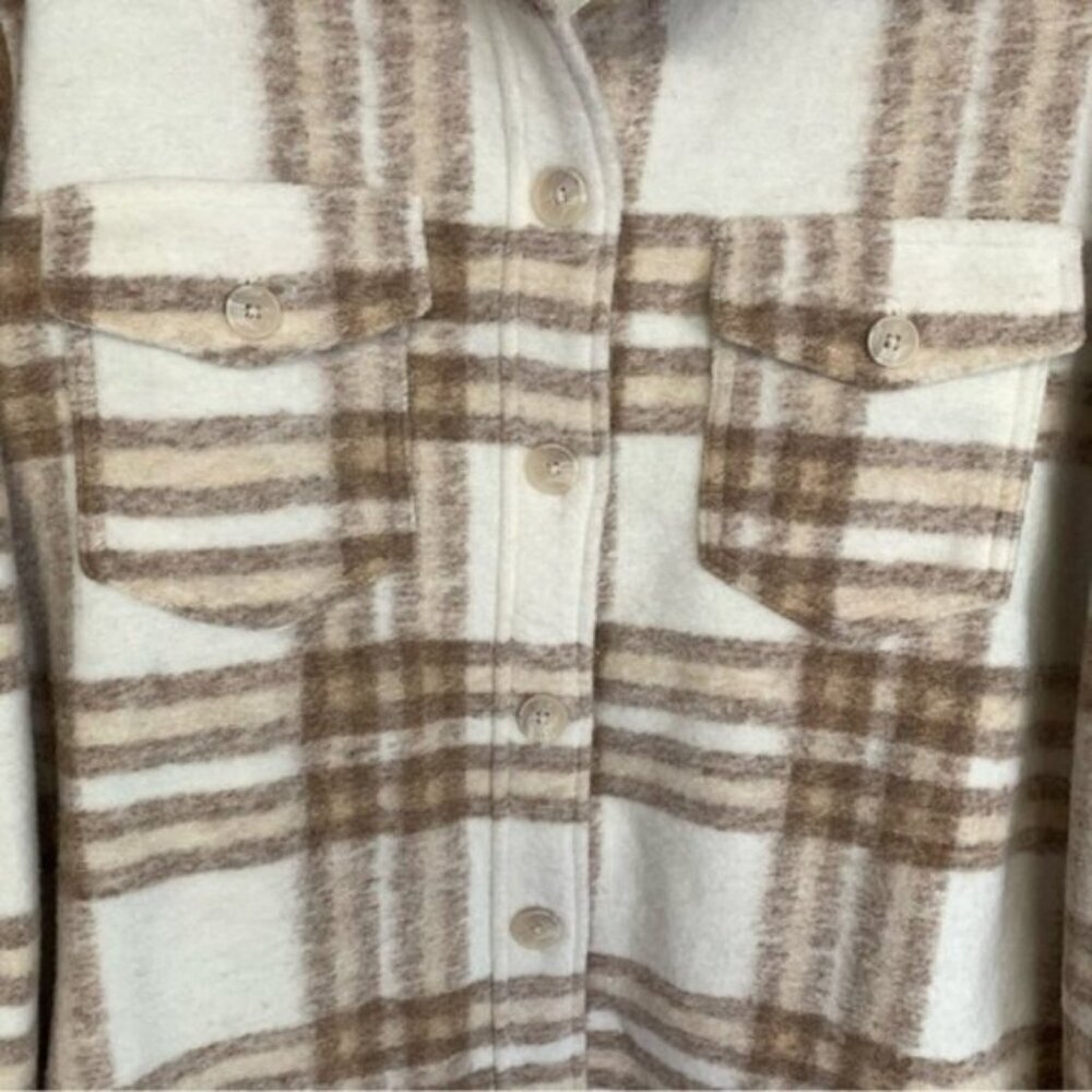 Joie Plaid Oversized Fleece Shacket Jacket Cotton Polyester Blend - Picture 8 of 13